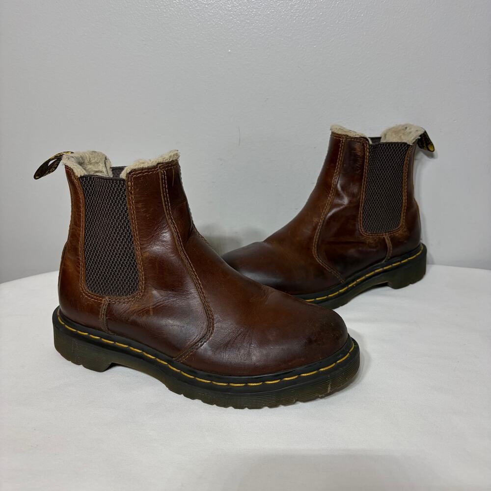 Dr. Martens Boots Womens Brown Leather Pull On Air Wair Ankle Chelsea Combat 6